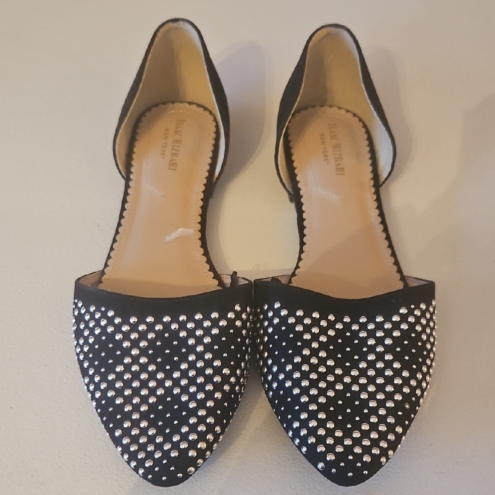 Elegant Black Studded Isaac Mizrahi Women's Flats